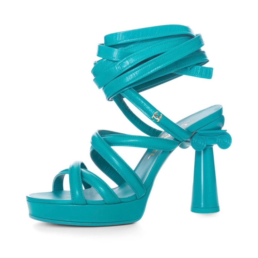 CHANEL Turquoise Platform Sandals